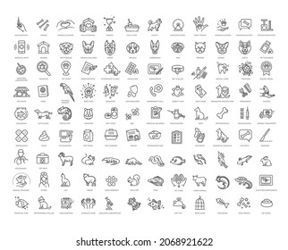 Veterinarian icons set. Outline set of veterinarian vector icons