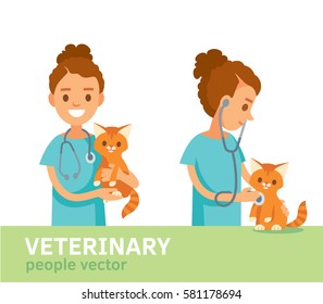 Veterinarian with kitten