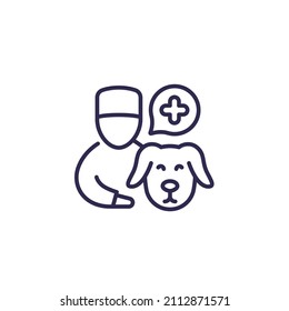 veterinarian line icon with a dog