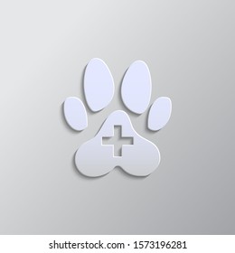 Veterinarian paper style, vector icon. Grey color vector background