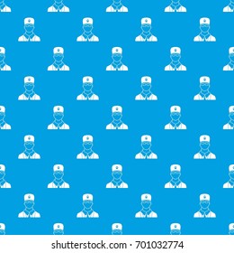 Veterinarian pattern repeat seamless in blue color for any design. Vector geometric illustration