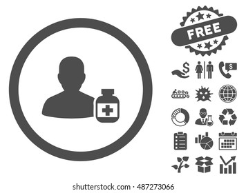 Veterinarian Pharmacy icon with free bonus icon set. Vector illustration style is flat iconic symbols, gray color, white background.