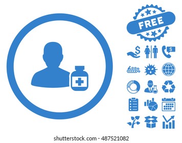 Veterinarian Pharmacy icon with free bonus icon set. Vector illustration style is flat iconic symbols, cobalt color, white background.