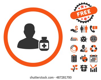 Veterinarian Pharmacy pictograph with free bonus elements. Vector illustration style is flat iconic bicolor symbols, orange and gray colors, white background.