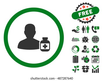 Veterinarian Pharmacy pictograph with free bonus pictograph collection. Vector illustration style is flat iconic bicolor symbols, green and gray colors, white background.