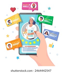 Veterinarian service ranking customer review vector illustration