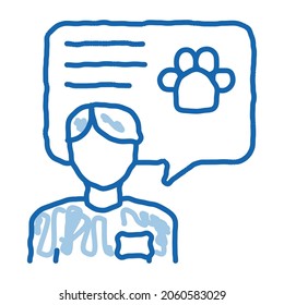 Veterinarian sketch icon vector. Hand drawn blue doodle line art Veterinarian sign. isolated symbol illustration