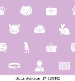 Veterinarian - Vector background (seamless pattern) of silhouettes veterinary clinic, animals and pets  for graphic design