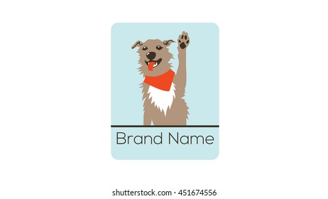 Veterinarian vector logo template. Pet shop brand identity. Dog illustration