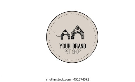 Veterinarian vector logo template. Pet shop brand identity
