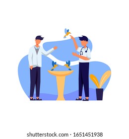 veterinarians check pet health, dog, kitten and bird vector illustration, suitable for landing page, ui, website, mobile app, editorial, poster, flyer, article, and banner