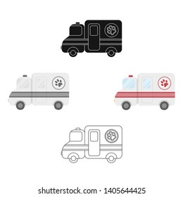 Veterinary ambulance icon in cartoon,black style isolated on white background. Veterinary clinic symbol stock vector illustration.