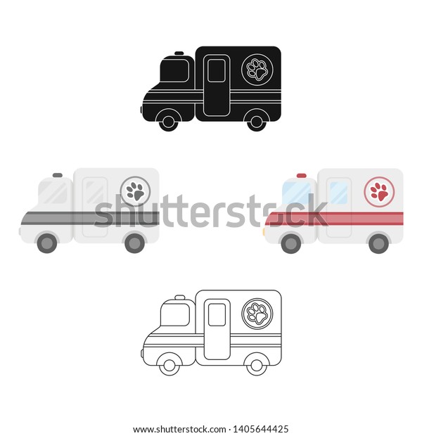 Veterinary ambulance icon in cartoon,black\
style isolated on white background. Veterinary clinic symbol stock\
vector\
illustration.