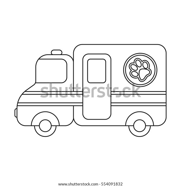 Veterinary ambulance icon in outline style\
isolated on white background. Veterinary clinic symbol stock vector\
illustration.