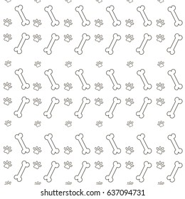 Veterinary backdrop. Can be used for wrapping paper, web or design of banners. EPS10. Bones and paws on white background.