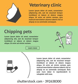 Veterinary banners set template with vet clinic pet care 