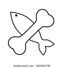veterinary bone emblem with a fish for shops, veterinary clinics, nurseries for animals on a white background