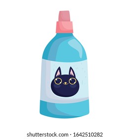 veterinary bottle care medicine for cat pets vector illustration