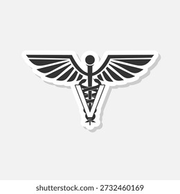 Veterinary caduceus symbol icon sticker isolated on gray background