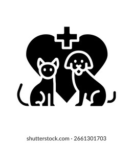 Veterinary Care ícone preto achatado para 
projetos digitais e de impressão.  Ícones mínimos de limpeza para aplicativos e sites. Ícones simples modernos para UI UX e branding
