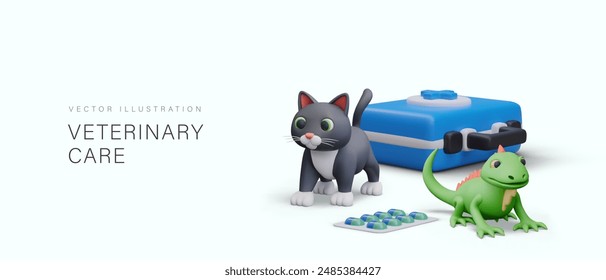 Veterinary care concept. Diagnosis of diseases of domestic and exotic animals