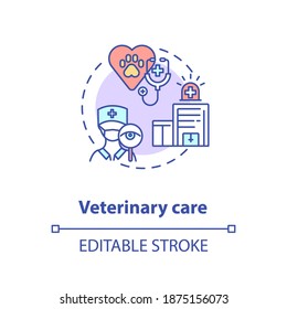 Veterinary care concept icon. Pet services. Animal perfect treatment. Little friend care. Veterinary idea thin line illustration. Vector isolated outline RGB color drawing. Editable stroke