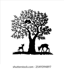 Veterinary Care: Dog Receiving IV Treatment, Colorful Gradient Wildlife Scene: Deer in Nature, Nature's Harmony: Deer Under a Tree Silhouette