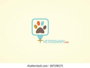 Veterinary care sign with animal paw
