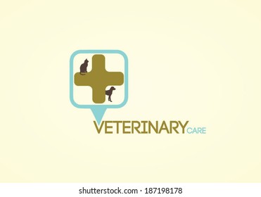 Veterinary care sign with animal silhouettes