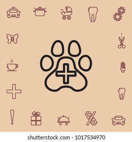 Veterinary care sign, vector outline icon