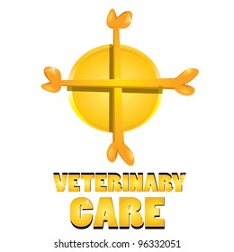 Veterinary care sticker. vector illustration.