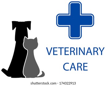veterinary care symbol with isolated pet and medical cross