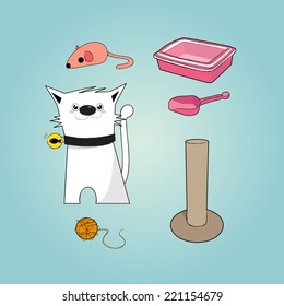 Veterinary cat character, pet shop, animals
