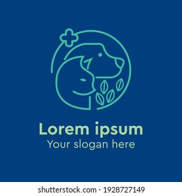 Veterinary cat and dog pet logo vector template