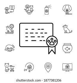 Veterinary, certificate flat vector icon in petshop pack