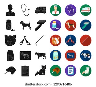 Veterinary clinic black,flat icons in set collection for design. Treatment of a pet vector symbol stock web illustration.