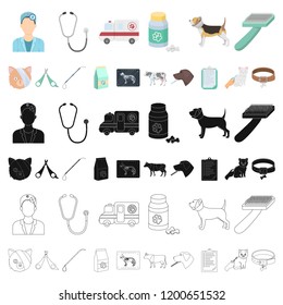 Veterinary clinic cartoon icons in set collection for design. Treatment of a pet vector symbol stock web illustration.