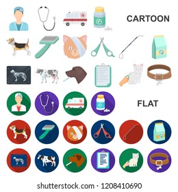 Veterinary clinic cartoon icons in set collection for design. Treatment of a pet vector symbol stock web illustration.
