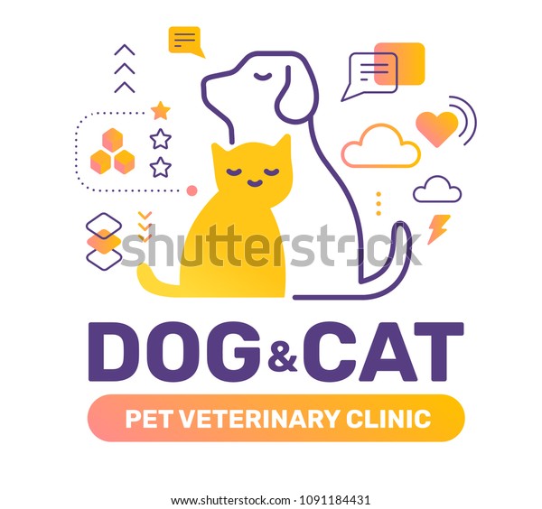 Veterinary Clinic Color Concept Cat Dog Stock Vector Royalty Free 1091184431