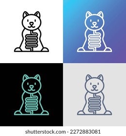 Veterinary clinic, diagnostics problem with pet digestive system. Thin line icon. Vector illustration.