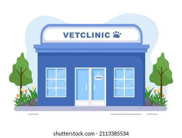 Veterinary Clinic Doctor Examining, Vaccination and Health care for Pets Like Dogs and Cats in Flat Cartoon Background Vector Illustration for Poster or Banner