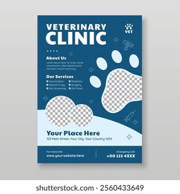 Veterinary clinic flyer template, pet care 