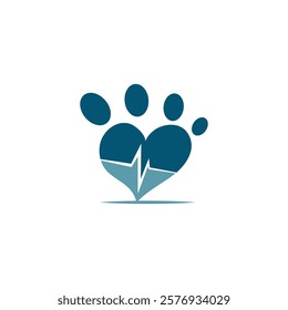 Veterinary Clinic Heart Paw Logo Template