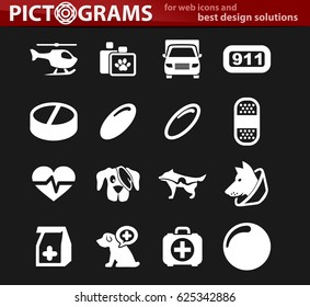 Veterinary clinic icon set for web sites and user interface