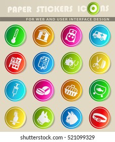 veterinary clinic icons on color paper stickers for your design