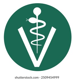 Ilustración de clínica veterinaria, símbolo veterinario verde, icono