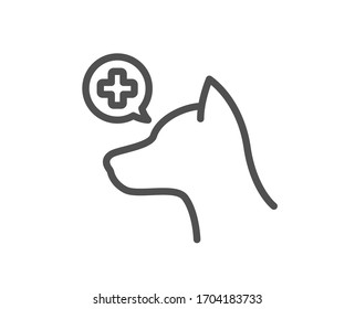 Veterinary clinic line icon. Dog care sign. Pets health symbol. Quality design element. Editable stroke. Linear style veterinary clinic icon. Vector