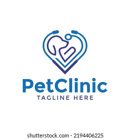 Veterinary Clinic Logo, Animal Hospital Logo, Dog With Heart Clinic Logo