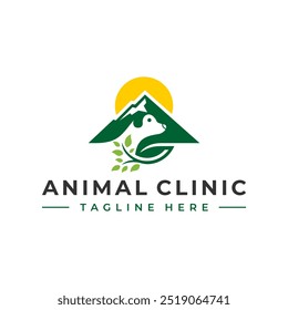 design do logotipo da clínica veterinária nas montanhas