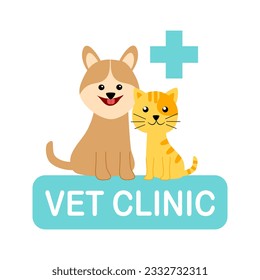 Veterinary clinic logo in flat design on white background. Pet care center.
